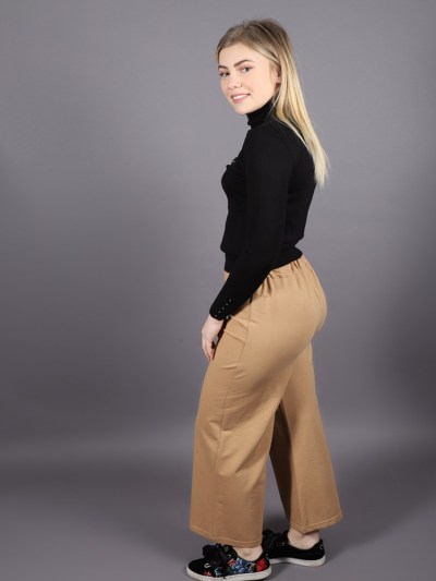 Pantalon ample côtelé à taille élastique Soul - taupe