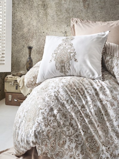 Ensemble de housse de couette 2 personne Cotton box Tamara Ranforce  Beige