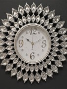  Horloge murale argentéavec Strass transparent D.44 cm