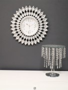  Horloge murale argentéavec Strass transparent D.44 cm