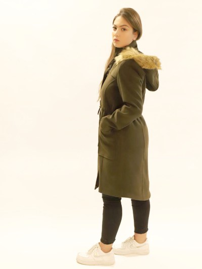 Manteau mi-long simple - kaki
