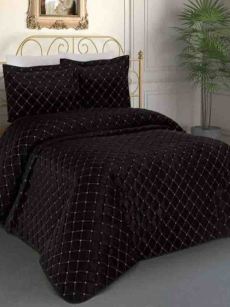 Couvre lit 2 personnes Almina velours avantgart 250x260cm noir