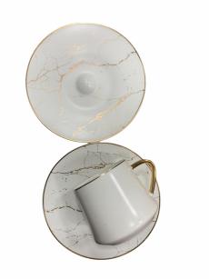 Ensemble de tasses à café motif marbre blanc 12 pièces - grand 