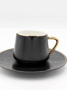 Ensemble de tasses à café motif marbre noir 12 pièces - grand 
