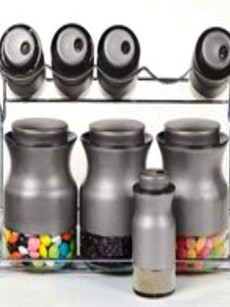 Ensemble de 8 pots à épices Schäfer - gris mat