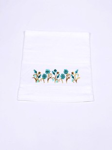 serviette à fleur velours glaîeul vert menthe