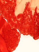    Ensemble d'accessoires de mariée (ensemble de ceinture de voile et de gants de henné) - rouge 