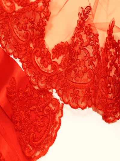    Ensemble d'accessoires de mariée (ensemble de ceinture de voile et de gants de henné) - rouge 