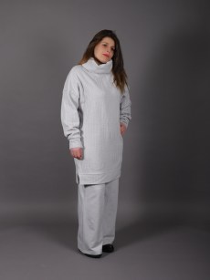 Pull à torsades maille épaisse col roulé décontracté Soul  gris