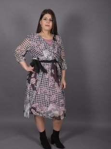 Robe trapèze à motif Ksas - rose