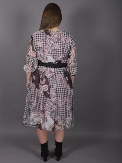 Robe trapèze à motif Ksas - rose