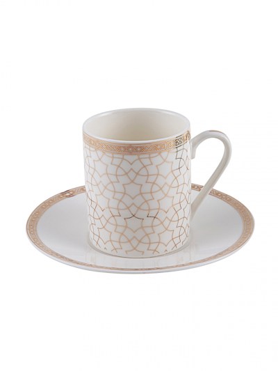 Karaca Roxy Ensemble de 4 tasses à café blanc et bleu