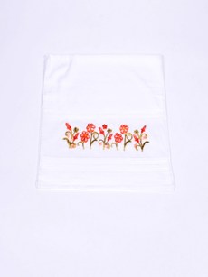 Serviette à fleur velours glaieul orange