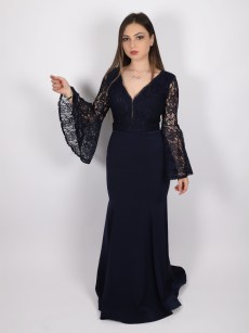 Robe chic à dentelle - bleu marine