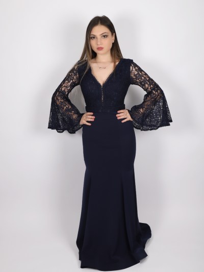 Robe chic à dentelle - bleu marine