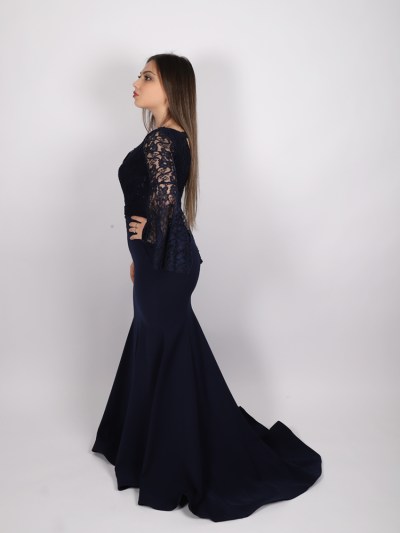 Robe chic à dentelle - bleu marine