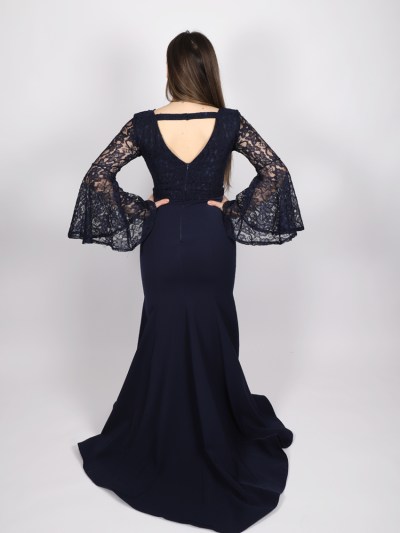 Robe chic à dentelle - bleu marine