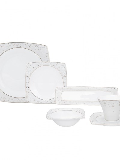 Karaca Fine Pearl New Antares Ensemble de dîner İnci 62 pièces 12 personnes carré               