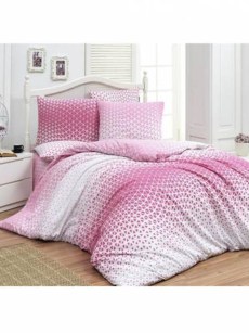 Ensemble de couette de lit 2 personnes Anatolia Symétrique rose