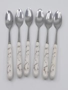 Cuillère à dessert effet marbré 6 pièces - blanc