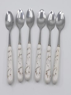 Cuillère à dessert effet marbré 6 pièces - blanc