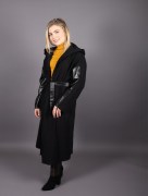 Veste longue avec manches en simili-cuir Puane - noir