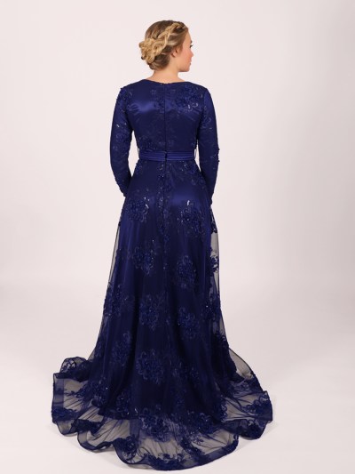 Robe longue à fleur Il'moi - bleu nuit 