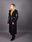 Veste longue avec manches en simili-cuir Puane - noir