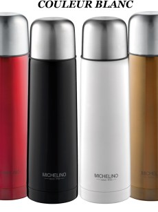 Bouteille isolante en acier inoxydable 1,0 ltr. Michelino - blanc
