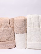 Ensemble de peignoirs en dentelle naturelle 6 pièces - marron/crème