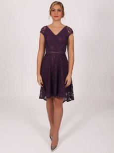 Robe devant courte derrière col V Dans - violet