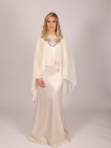 Robe longue cape Loreen -  beige