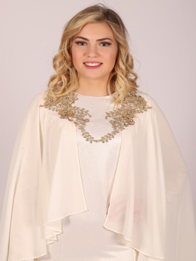 Robe longue cape Loreen -  beige