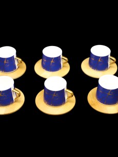 Set de café 6 pièces Almina bambou marbré - bleu