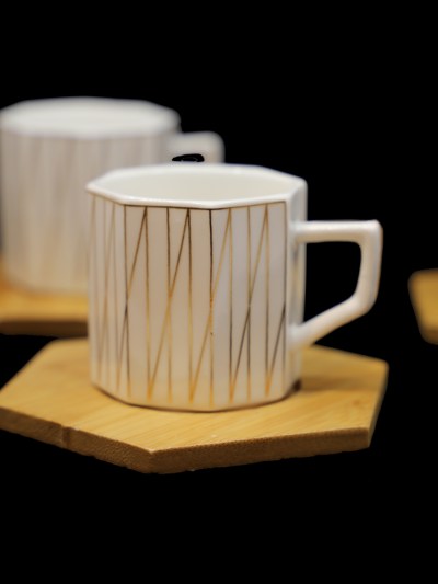 Set de café 6 pièces Almina bambou symétrique - doré