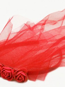 Accessoires de cheveux avec fleur et tulle ( lot de 12 pièces )  bordeaux