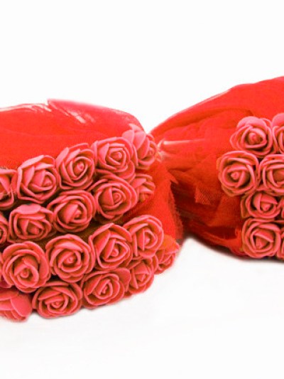 Accessoires de cheveux avec fleur et tulle ( lot de 12 pièces )  bordeaux