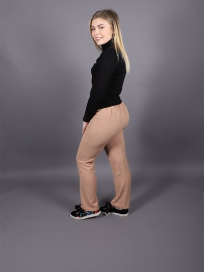 Pantalon élastique marron Puane