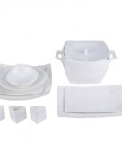 Karaca Fine Bone New Damla Ensemble de dîner carré 60 pièces pour 12 personnes
