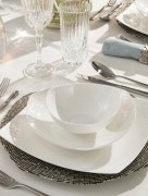 Karaca Fine Bone New Damla Ensemble de dîner carré 60 pièces pour 12 personnes