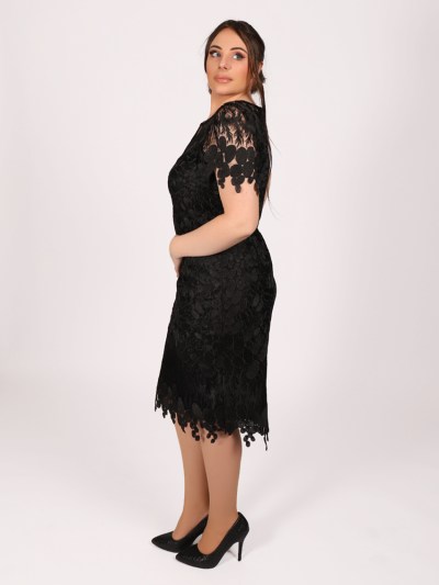 Robe mi longue à dentelle Dans - noir