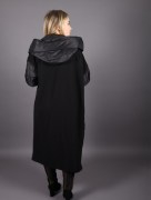 Veste fourrure matelassé avec simili-cuir Puane - noir