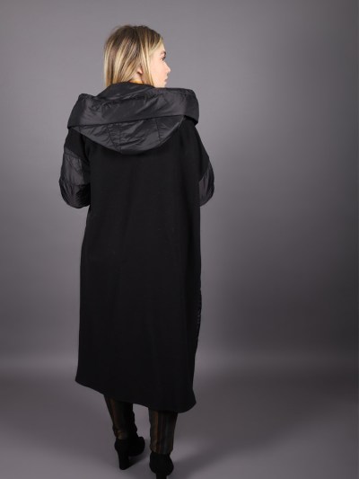Veste fourrure matelassé avec simili-cuir Puane - noir