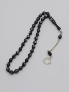 Tasbih à perles avec motif 33 pièces - noir