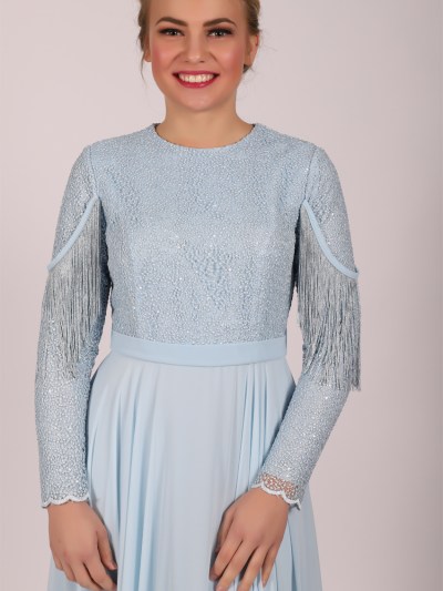 Robe longue originale Garize - bleu