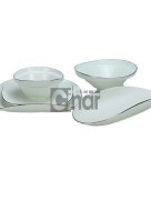 Service de Table Bricard porcelaine Evry 25 pièces blanc /argent