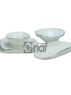 Service de Table Bricard porcelaine Evry 25 pièces blanc /argent