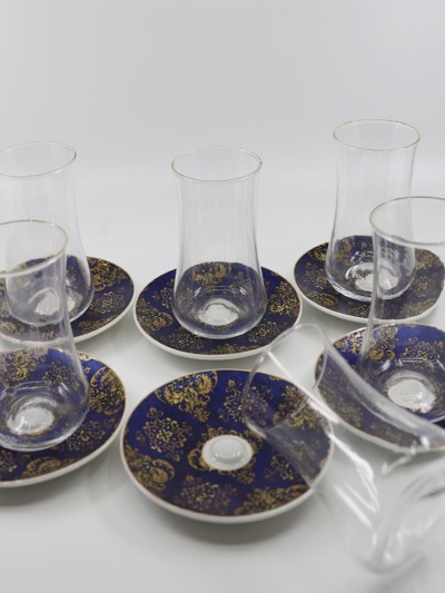 Verres à Thé 6 Pièces Zellerfeld bleu/or