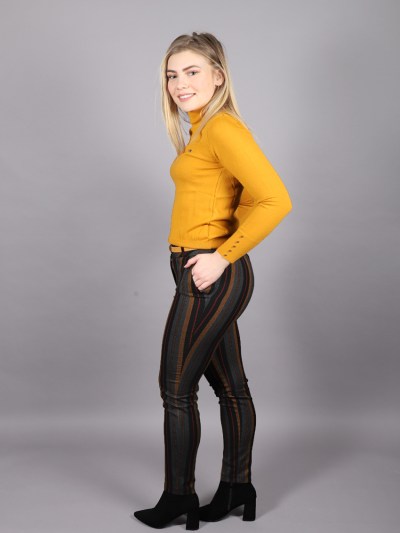 Pantalon chic à rayure - multicolore
