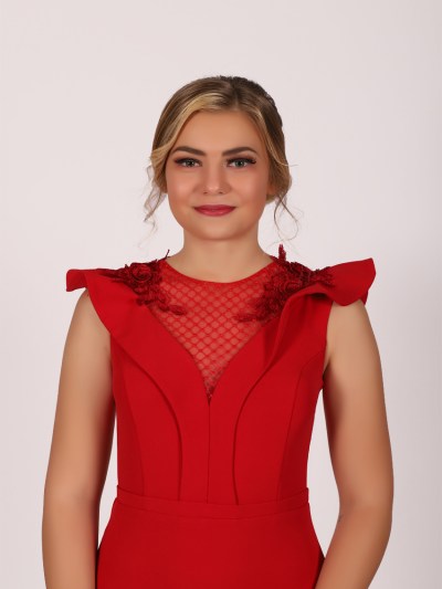 Robe courte à détail fleur Dans - rouge